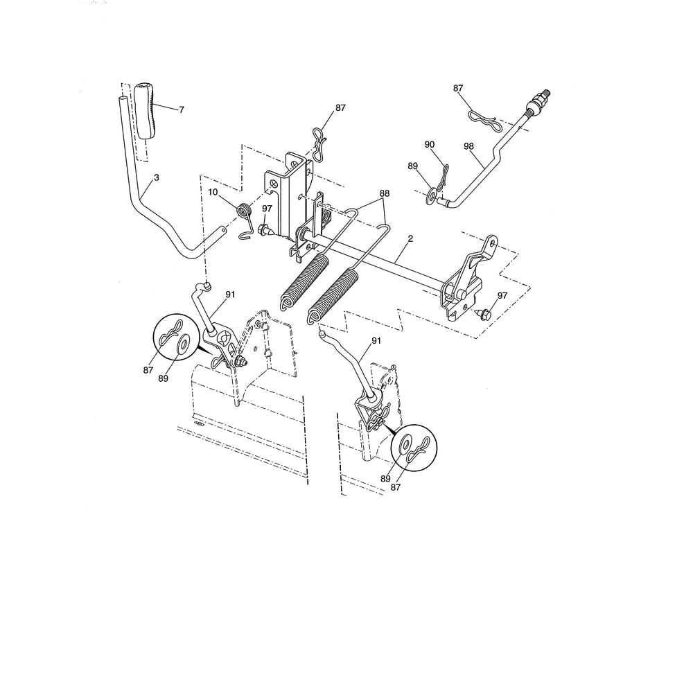 Mower Lift Diagram and Parts List for LGT2654-96043018300  Husqvarna Lawn Tractor
