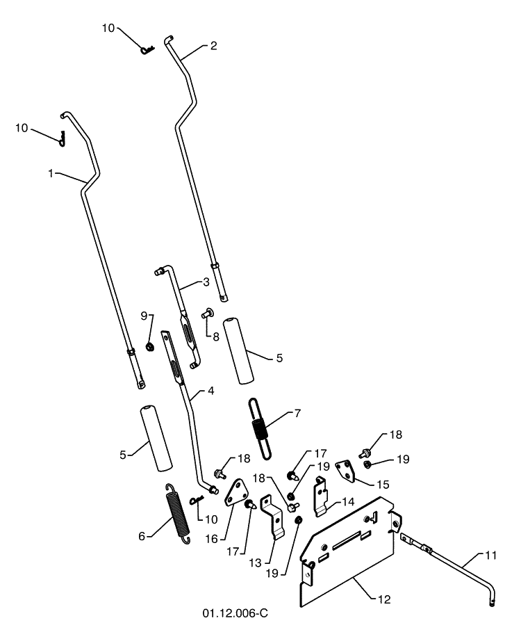Control Rods Diagram and Parts List for 924SB (96193003501)(2008-10) Husqvarna Snow Blower