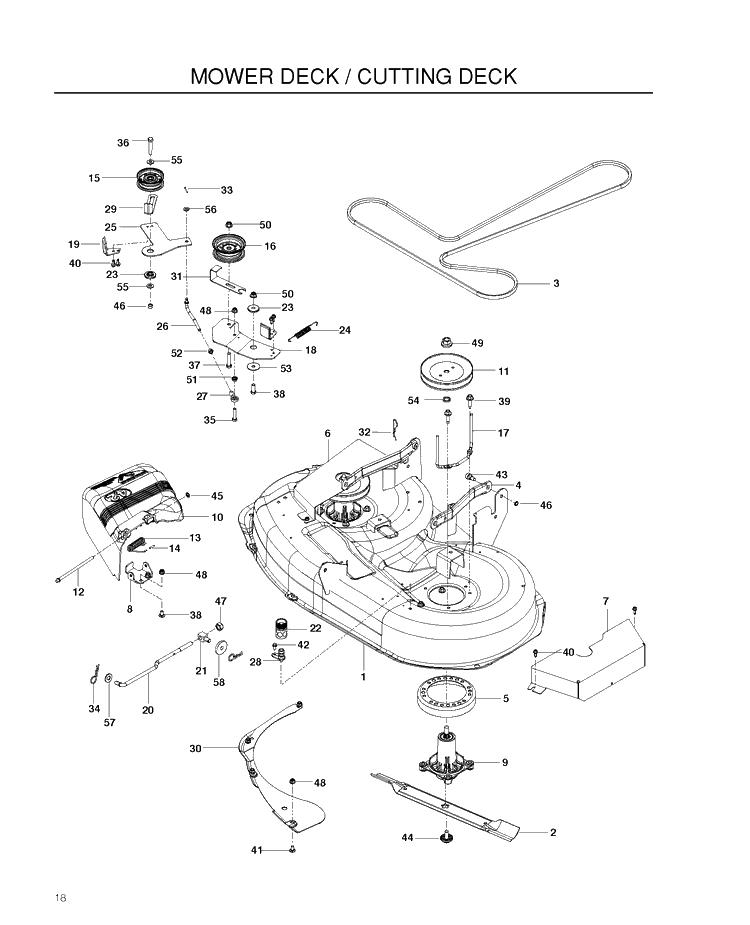 Mower Deck / Cutting Deck Diagram and Parts List for RZ4219 (966809001)(2011-09) Husqvarna Lawn Mower