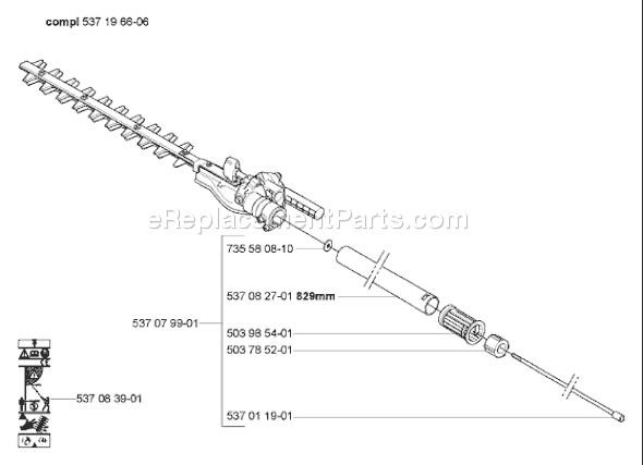 Page K Diagram and Parts List for HA850ATTACHMENT 2005-10 Husqvarna Trimmer