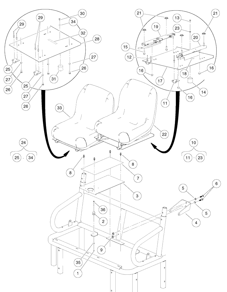 Bucket Seats - Black Diagram and Parts List for HUV4421GXP 2009 Husqvarna Lawn Tractor