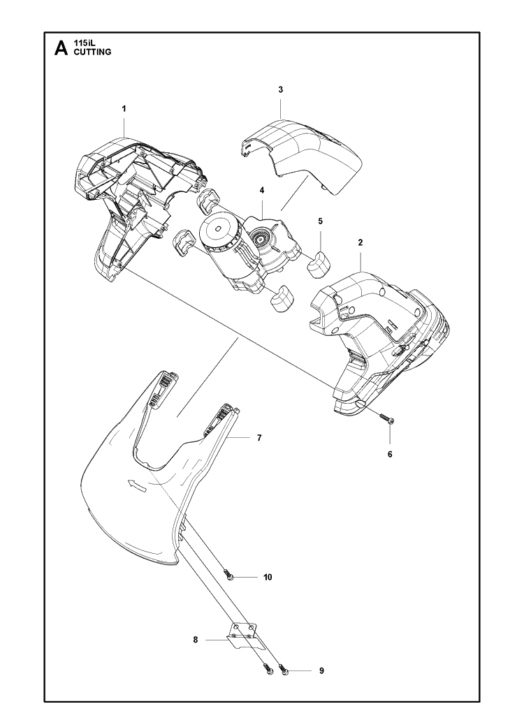 Cutting Equipment Diagram and Parts List for 115IL (967098701)(20170100001-20180100000) Husqvarna Edger