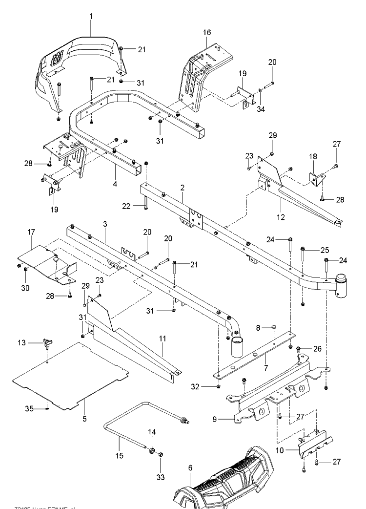 Frame Diagram and Parts List for Z248F (96795390100)(2018-10) Husqvarna Lawn Mower