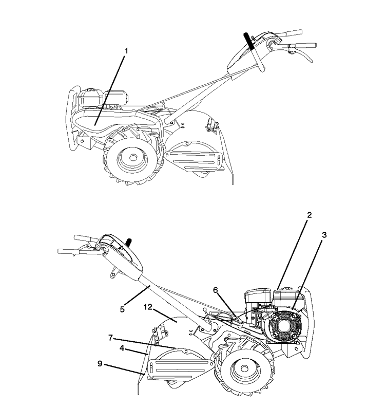 Decals Diagram and Parts List for DRT900E (96093002302)(2013-04) Husqvarna Cultivator