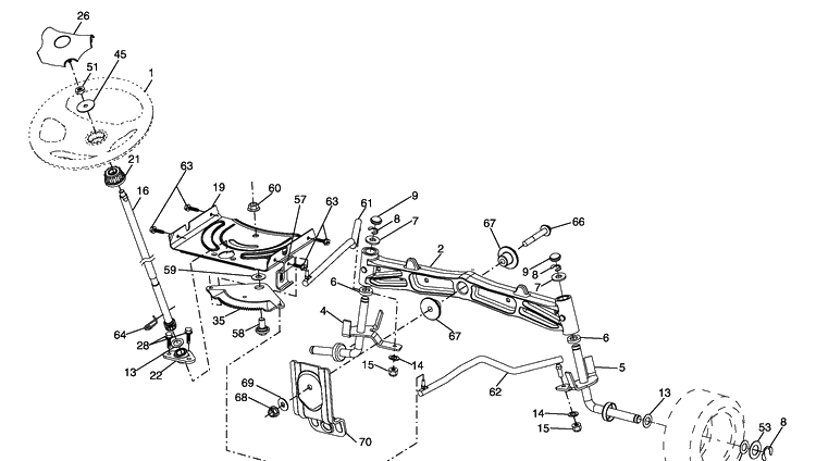 Steering Assembly Diagram and Parts List for GTH2648 (96043003001)(2008-01) Husqvarna Lawn Mower