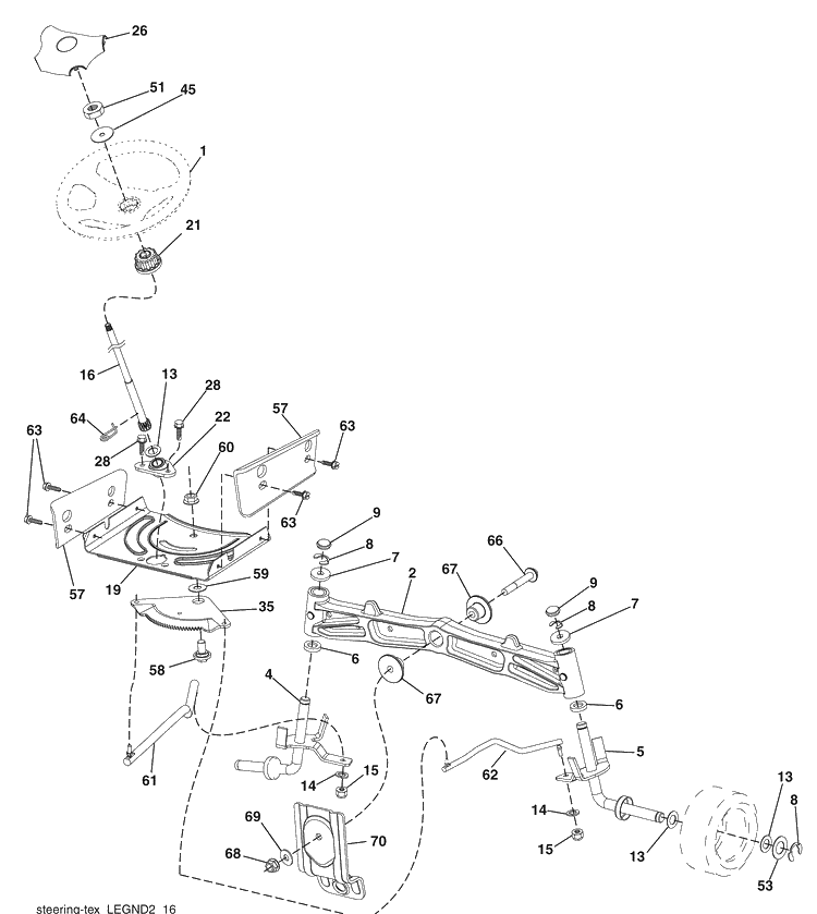 Steering Assembly Diagram and Parts List for YTH20K46 (9604500040)(2008-07) Husqvarna Lawn Mower