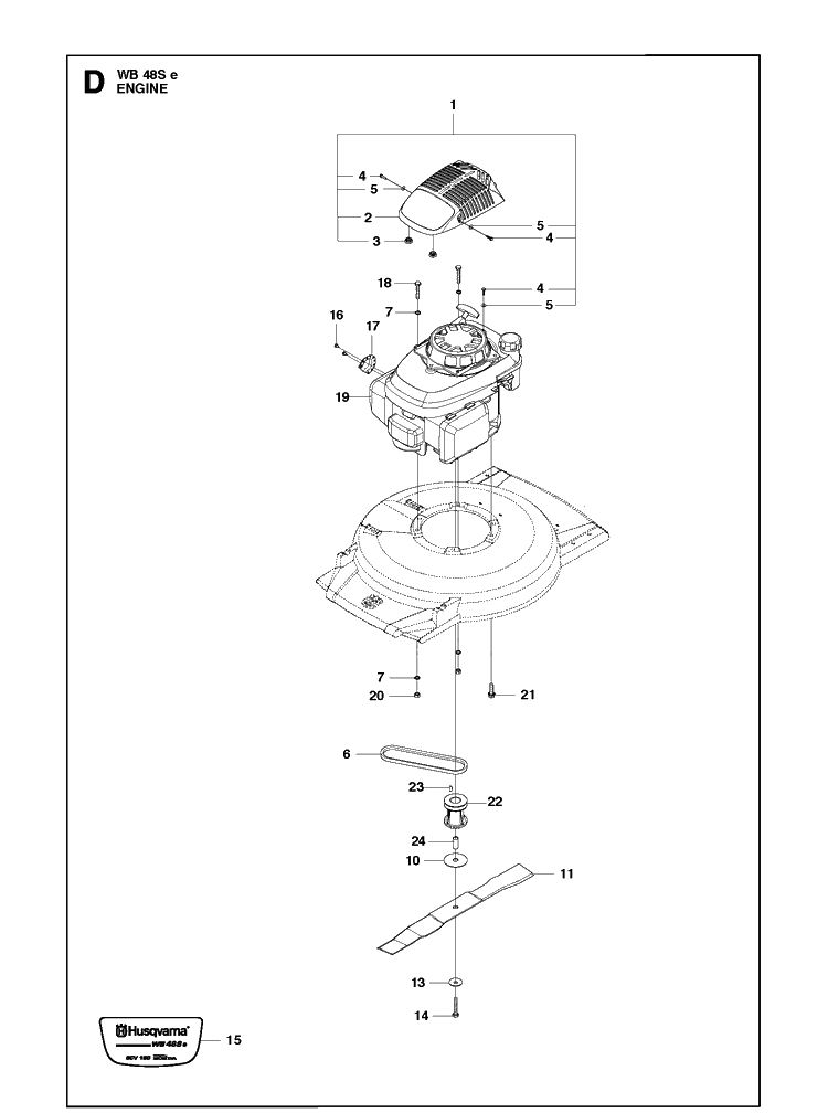Engine Diagram and Parts List for WB48SE  Husqvarna Lawn Mower