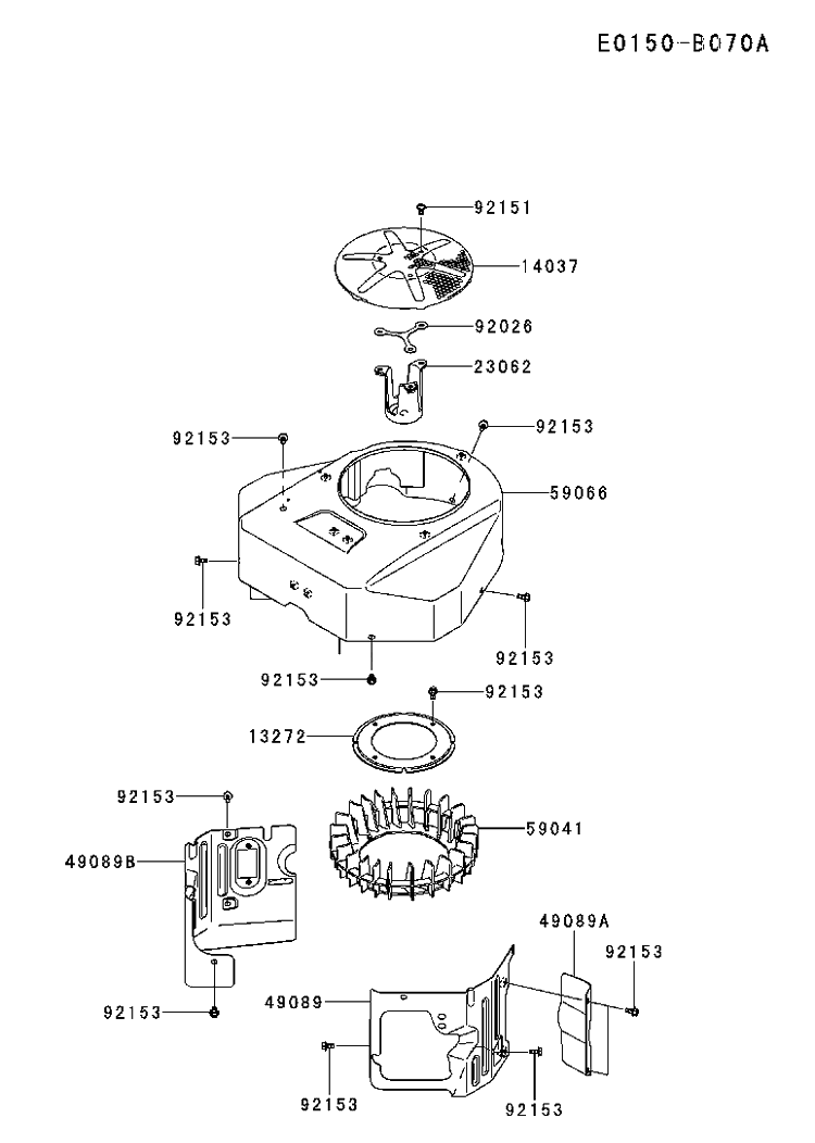 Cooling System Diagram and Parts List for FX691V-AS50 2017-09 Husqvarna Engine