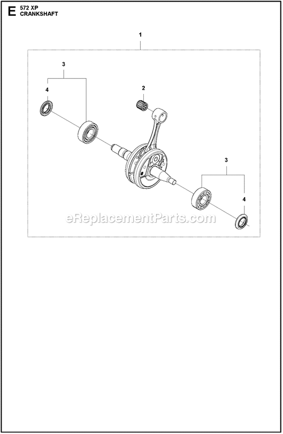 Crankshaft Diagram and Parts List for 572XPG  Husqvarna Chainsaw