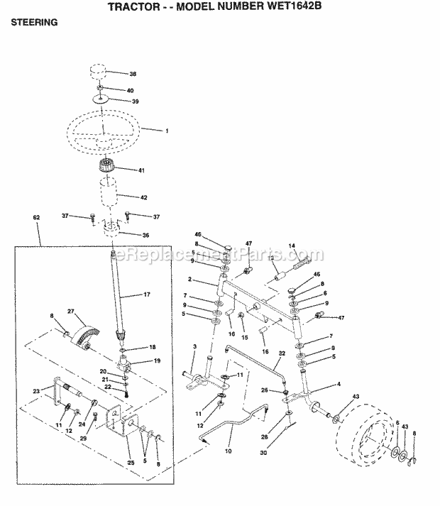 Seat Diagram and Parts List for WET1642B 1996 Husqvarna Lawn Tractor