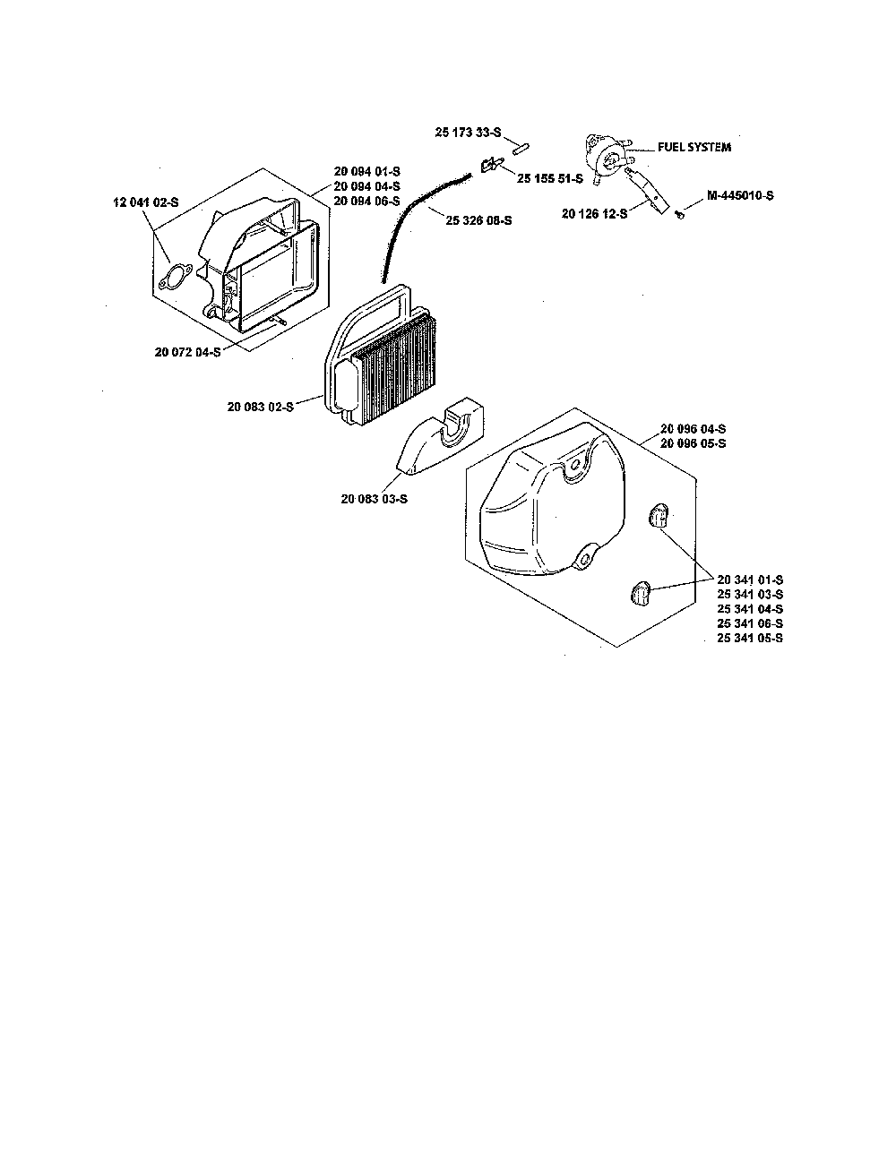 Air intake/filtration Diagram and Parts List for YTH20K46-917240461  Husqvarna Lawn Tractor