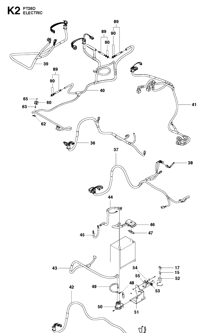 Electrical 2 Diagram and Parts List for PT26D  Husqvarna Lawn Mower