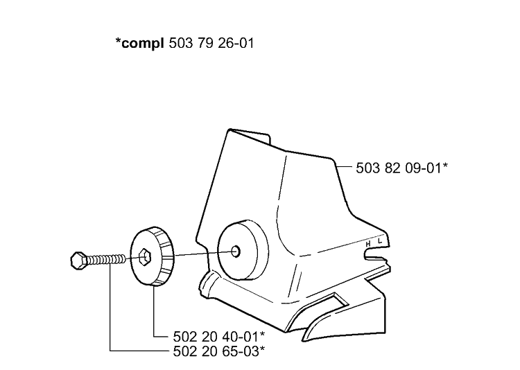 Air Filter Cover Diagram and Parts List for 335XPT 2001-05 Husqvarna Chainsaw