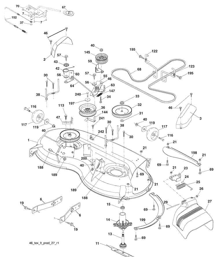 Mower Deck Diagram and Parts List for YTH21K46 (96043008500)(2009-08) Husqvarna Lawn Mower