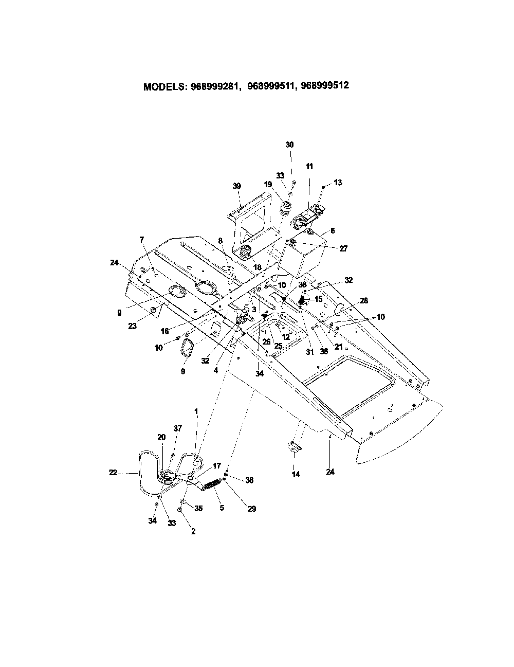 Main frame Diagram and Parts List for 917277820  Husqvarna Lawn Mower