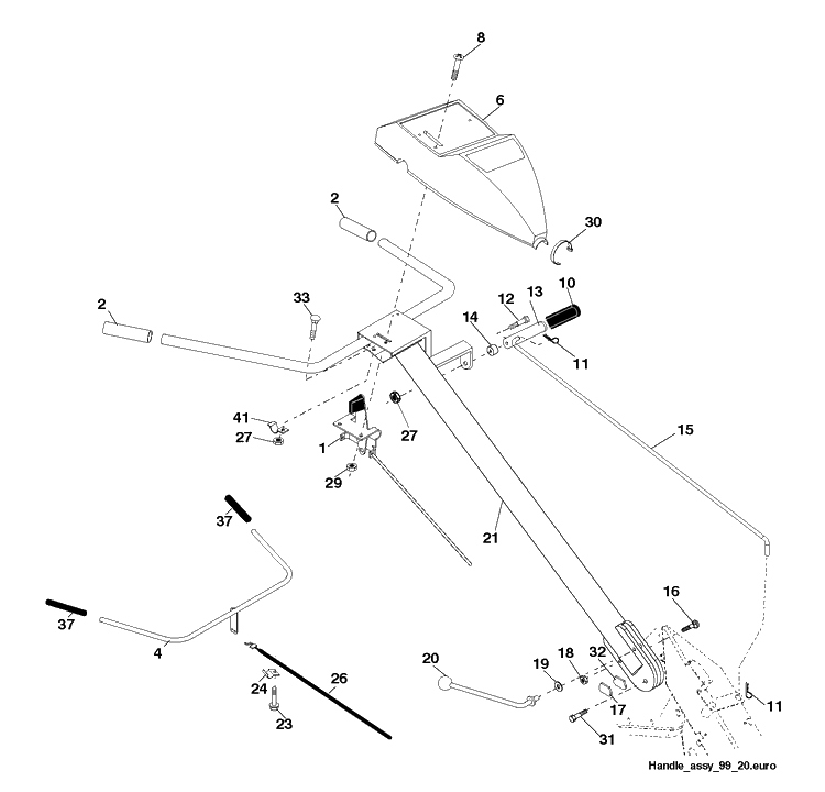 Handle Diagram and Parts List for CRT1350LS (96093001601)(2011-03) Husqvarna Cultivator