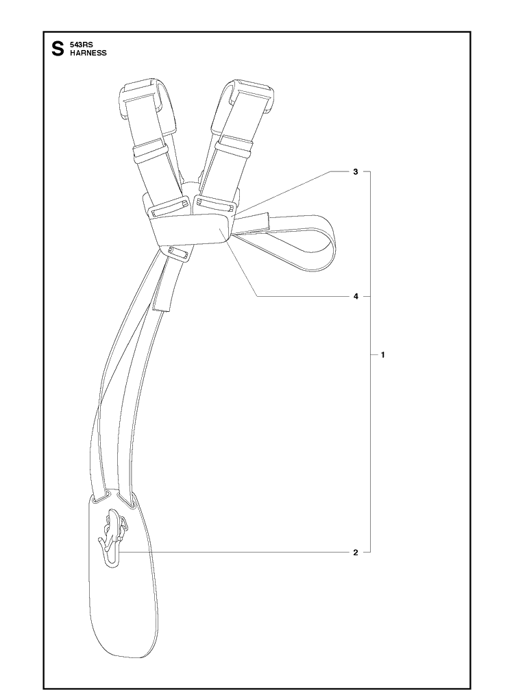 Harness Diagram and Parts List for 543RS 20192200001-Current Husqvarna Brush Cutter