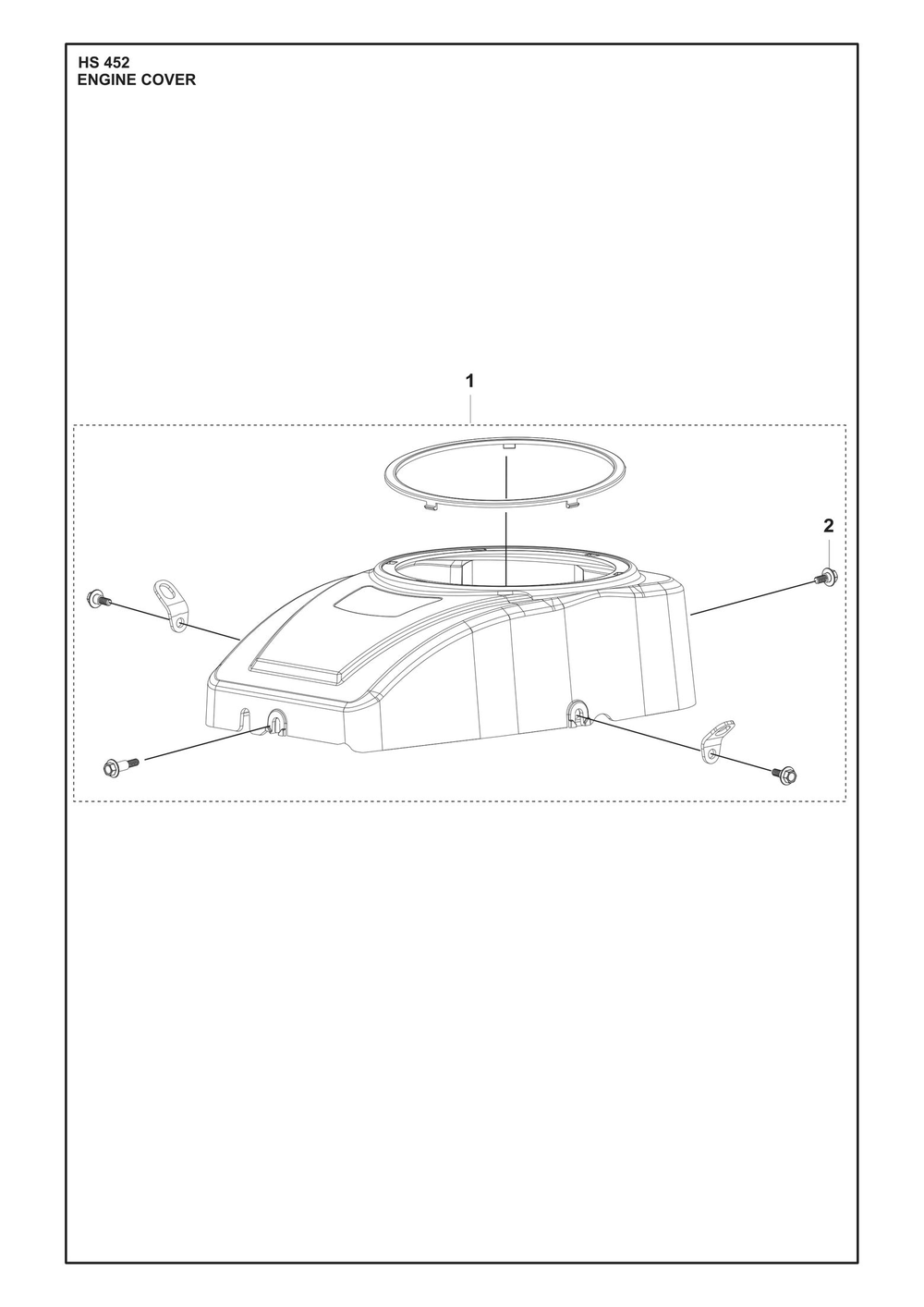 Engine Cover Diagram and Parts List for HS452  Husqvarna Engine