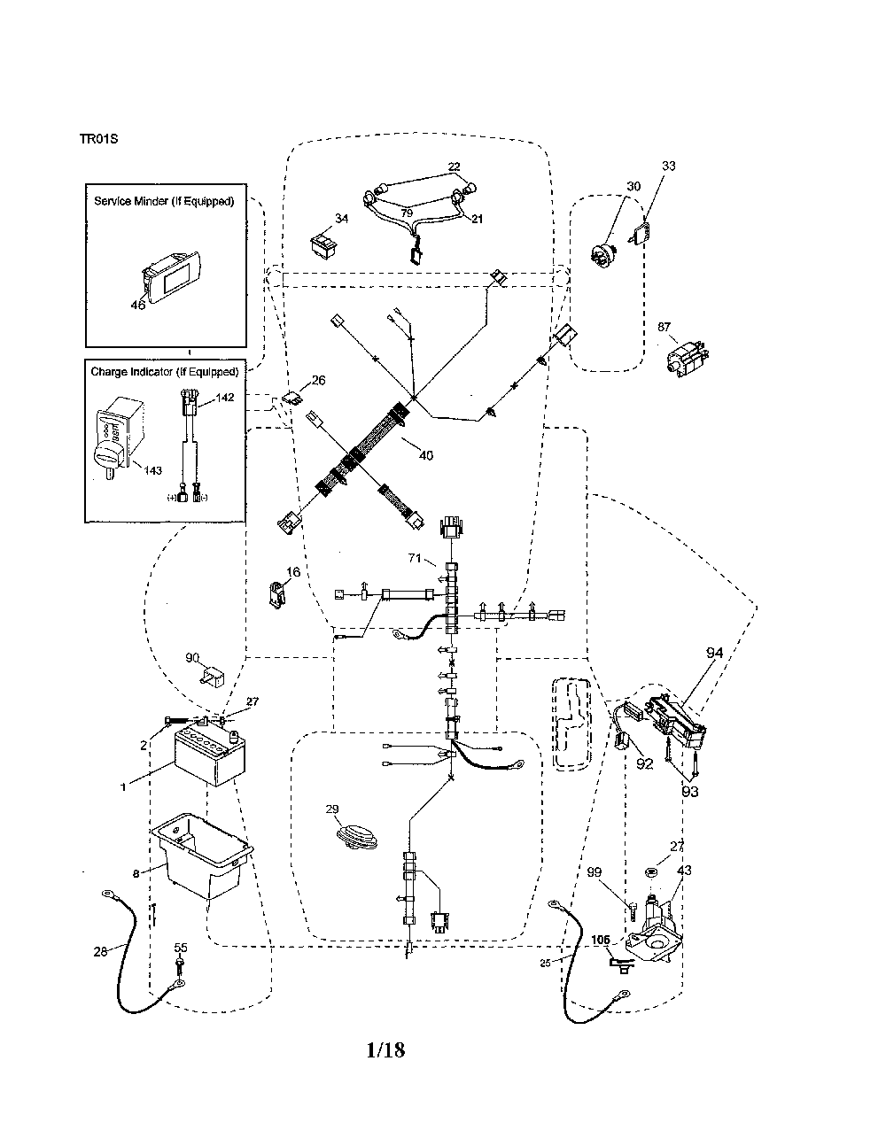 Electrical Diagram and Parts List for YTH1842-917223810  Husqvarna Lawn Tractor