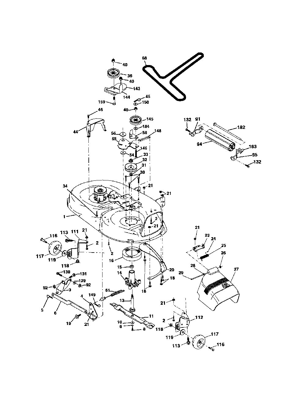 Mower deck Diagram and Parts List for 917279060  Husqvarna Lawn Tractor