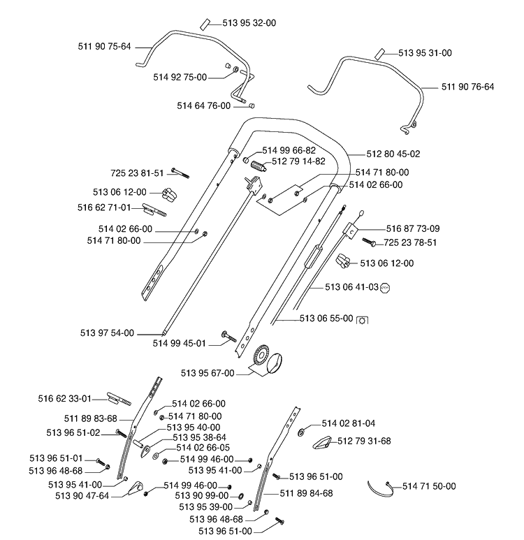 Handle And Controls 5 Diagram and Parts List for ROYAL50  Husqvarna Lawn Mower
