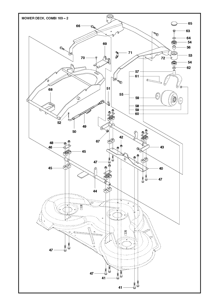 41 Inch/103cm Cutting Deck 3 Diagram and Parts List for P524  Husqvarna Lawn Mower
