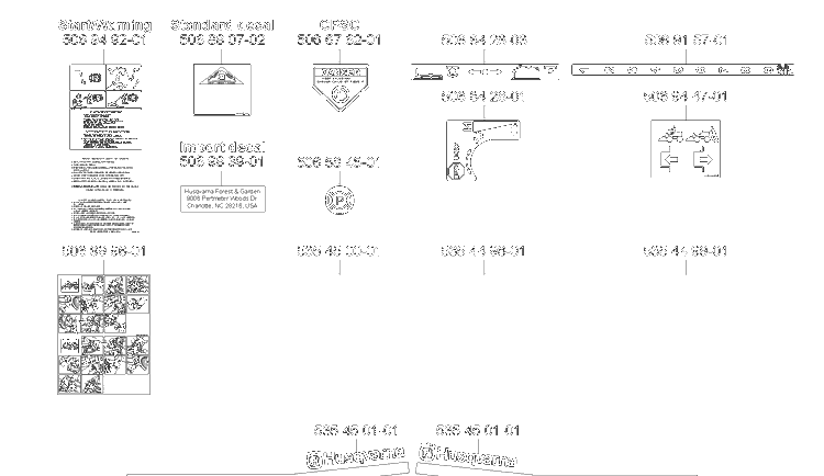 Decals Diagram and Parts List for RIDER155 2006-01 Husqvarna Lawn Tractor