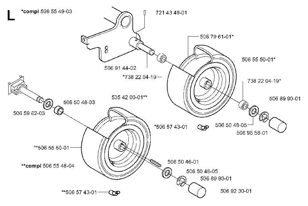 Wheels And Tires Diagram and Parts List for RIDER13RSPECIAL (953533001)(2003-09) Husqvarna Lawn Tractor