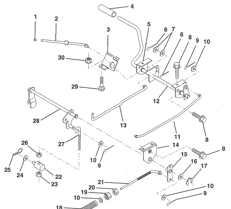 Brake / Rear Mower Lift Assembly Diagram and Parts List for LR120 (HU1236B)(954000412)(1992-10) Husqvarna Lawn Mower