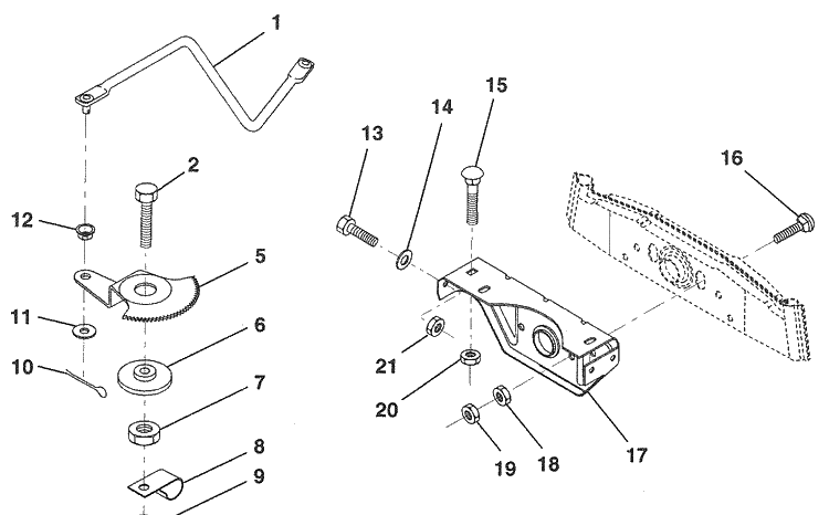 Sector Gear / Axle Support Diagram and Parts List for LR120 (HU1236B)(954000412)(1992-10) Husqvarna Lawn Mower