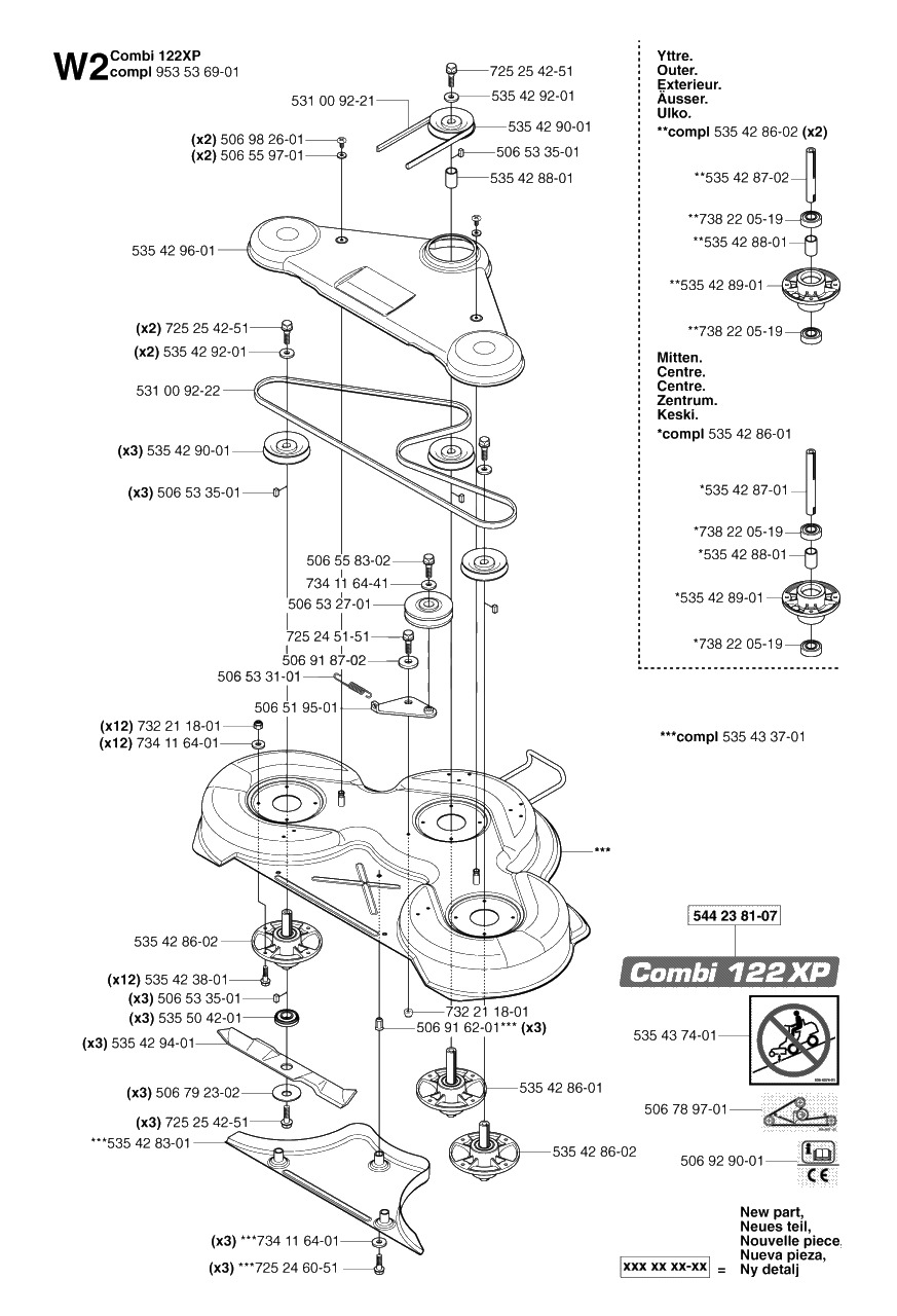 48-Inch/122cm Cutting Deck 2 Diagram and Parts List for PF21AWD (953536501)(2005-04) Husqvarna Lawn Tractor