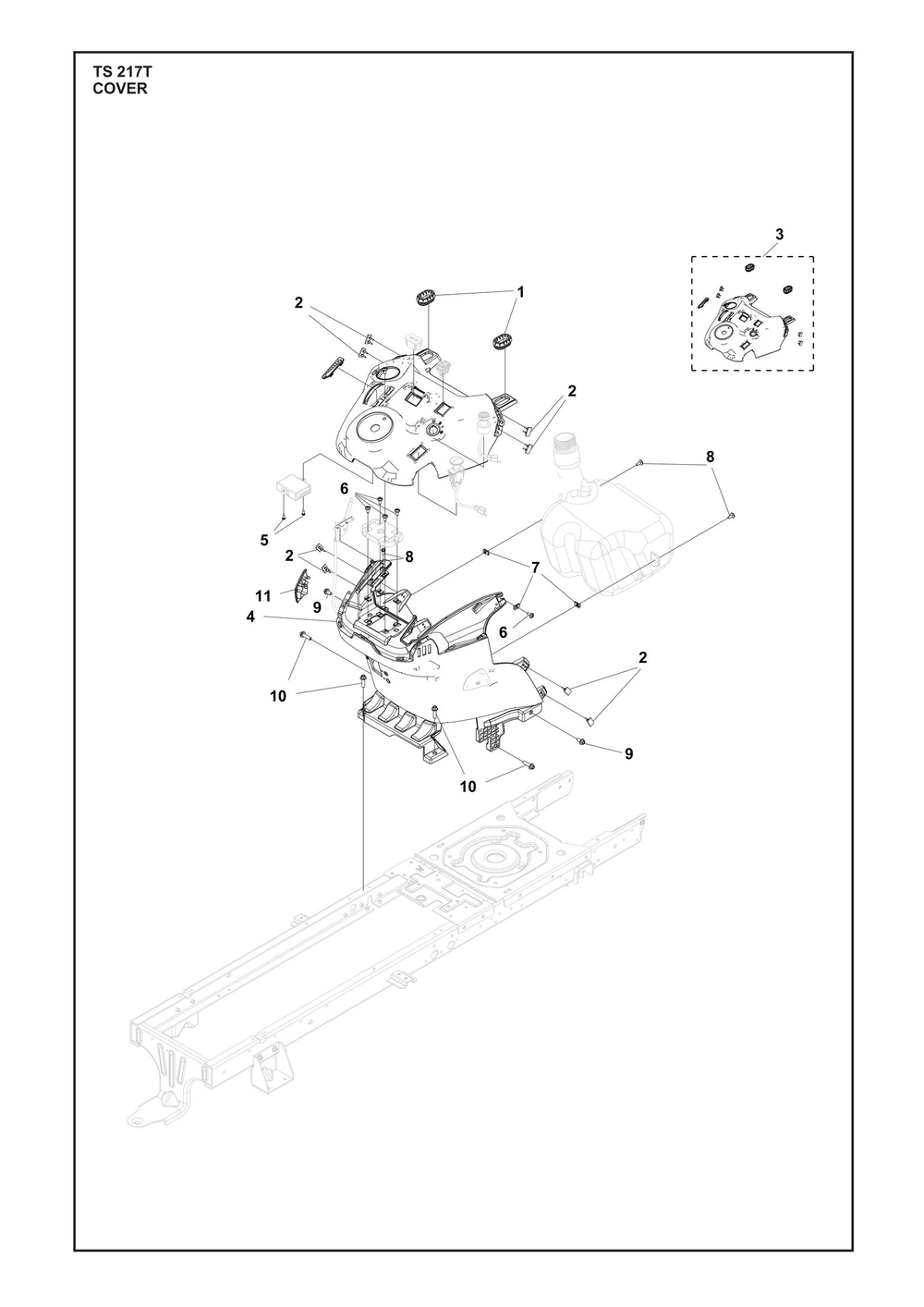 Cover Diagram and Parts List for TS217T  Husqvarna Lawn Tractor