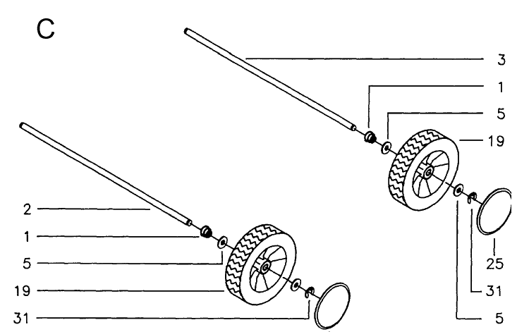 Wheels And Tires Diagram and Parts List for JET46R  Husqvarna Lawn Mower