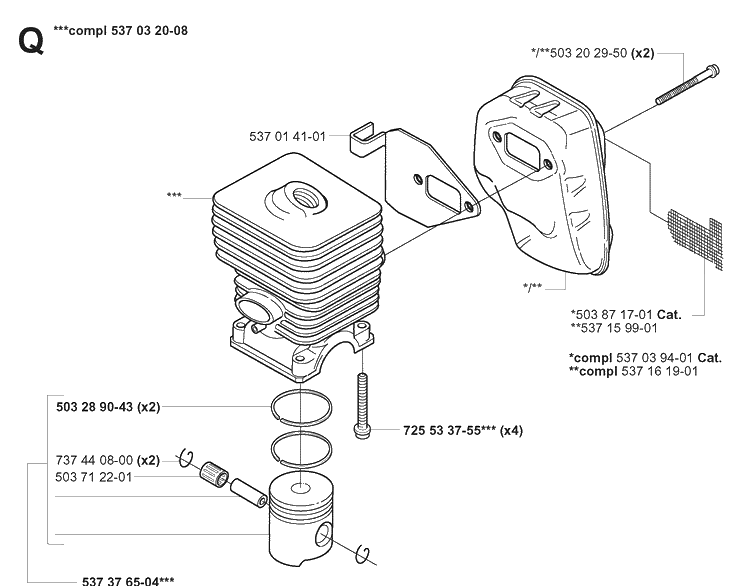 Muffler Diagram and Parts List for 323R 20051800001-20061400000 Husqvarna Brush Cutter