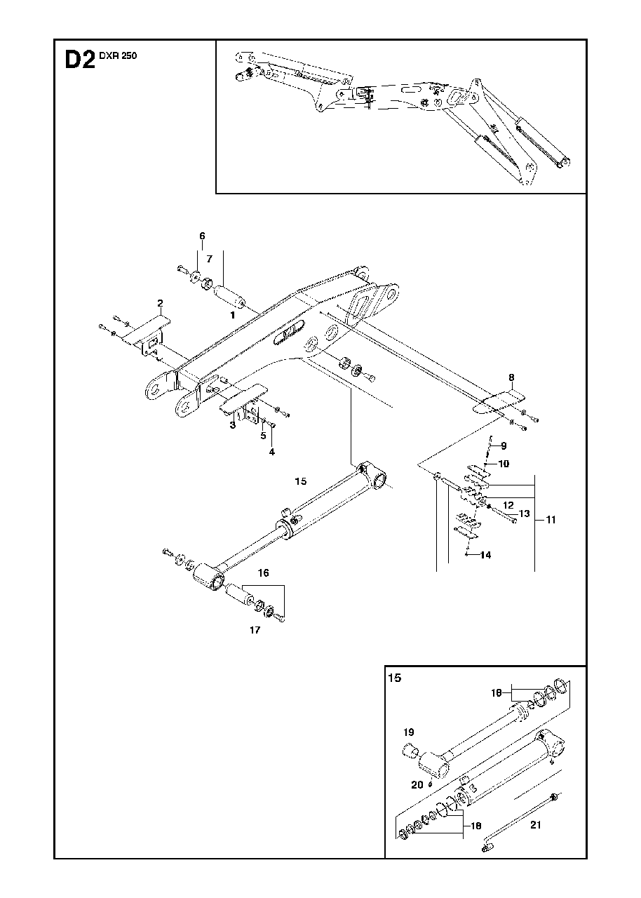 Arm Two Diagram and Parts List for DXR250 (11)(2010-09) Husqvarna Demolition Hammer