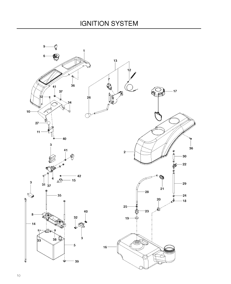 Ignition System Diagram and Parts List for RZ4219 (966809001)(2011-09) Husqvarna Lawn Mower