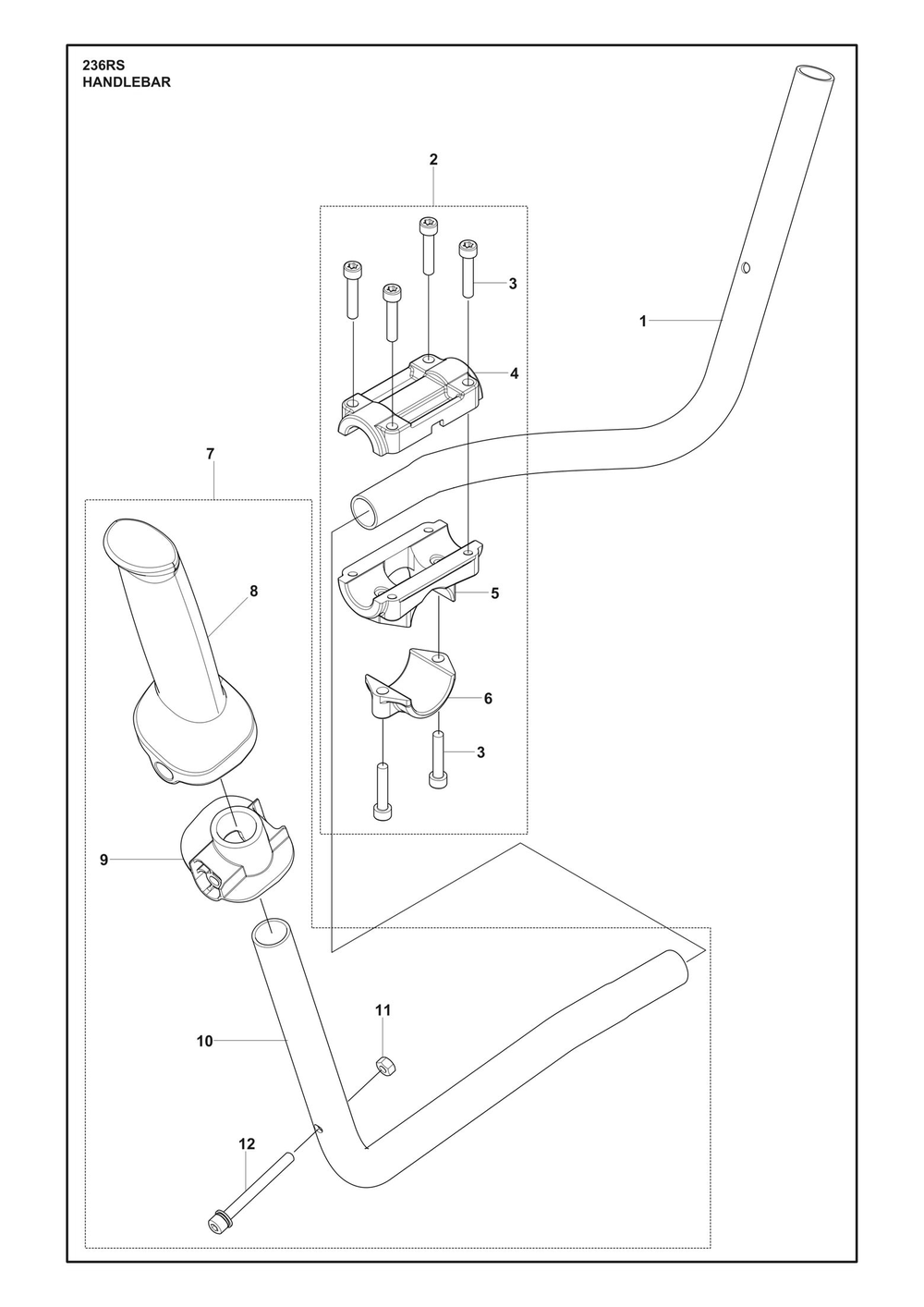 Handle Diagram and Parts List for 236RS  Husqvarna Brush Cutter
