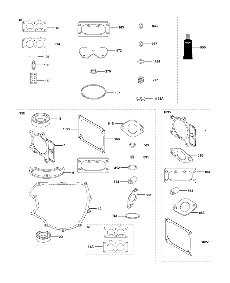 Gasket Kit Diagram and Parts List for 44M777-4171-G5 2013-04 Husqvarna Engine