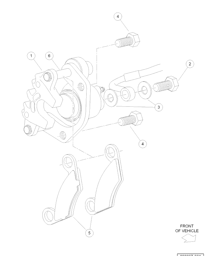 Front Brake Assembly Diagram and Parts List for HUV4421DXP 2006-11 Husqvarna Lawn Tractor