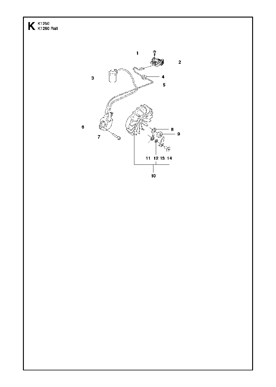 Ignition System Diagram and Parts List for K1250ACTIVE 2010-02 Husqvarna Circular Saw
