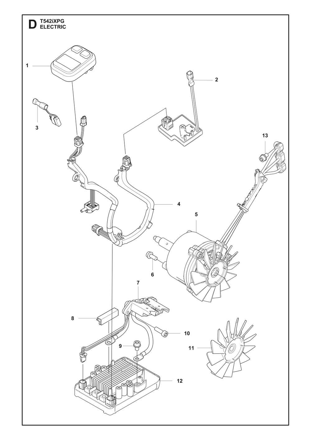 Electrical Diagram and Parts List for T542IXPG  Husqvarna Chainsaw