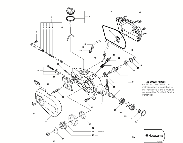 Gear Housing Diagram and Parts List for 128LDX 966589201 Husqvarna Edger