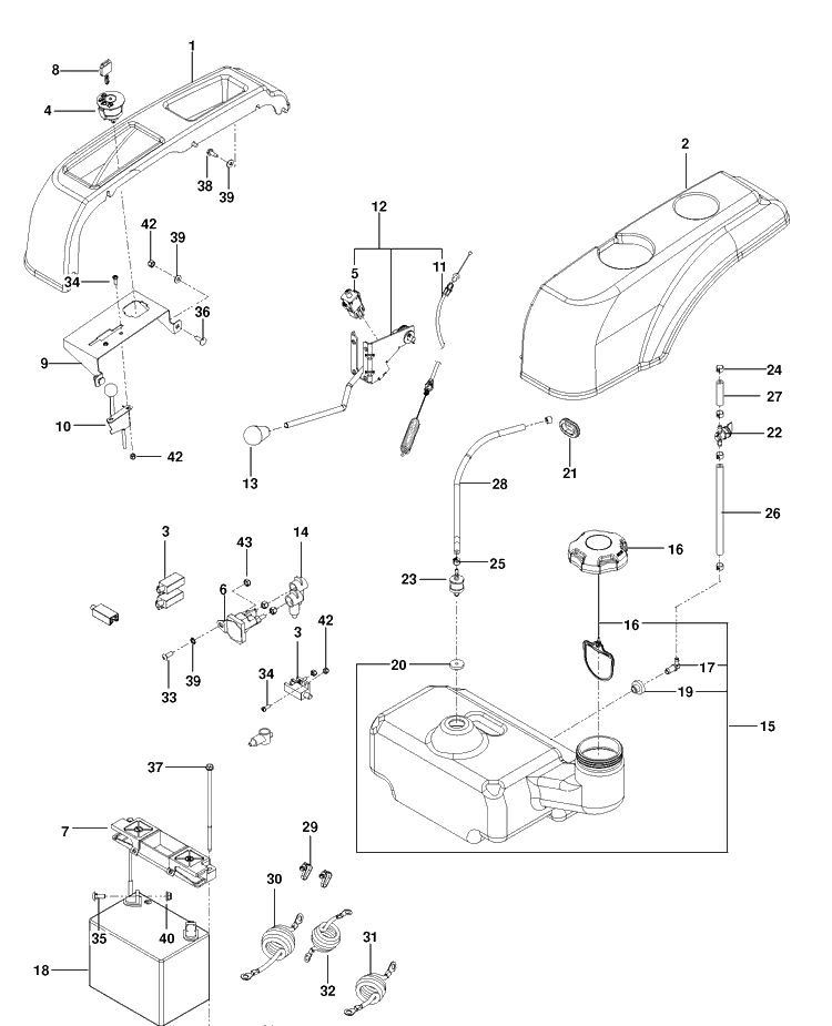 Ignition System Diagram and Parts List for RZ4219 (966809002)(2013-10) Husqvarna Lawn Mower