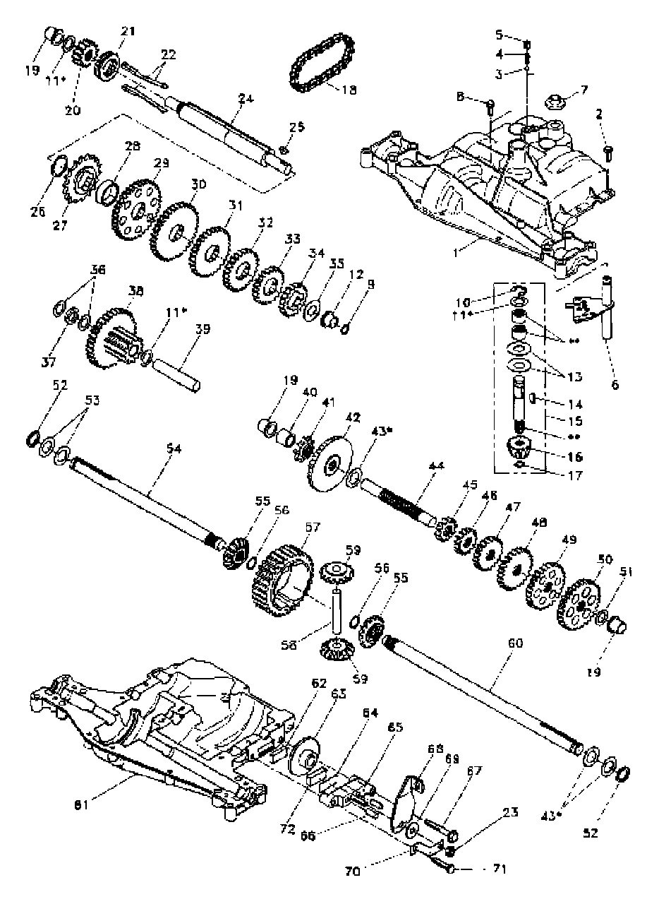 Dana Transaxle Diagram and Parts List for LT125 (954002711-C)(1996-04) Husqvarna Lawn Tractor