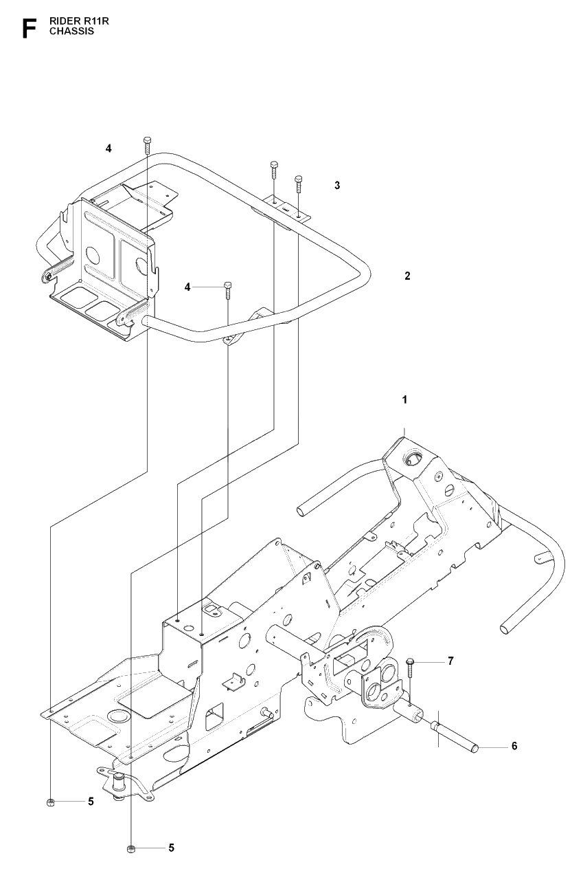 Chassis Lower Diagram and Parts List for R11R (966830401)(2009-04) Husqvarna Lawn Tractor