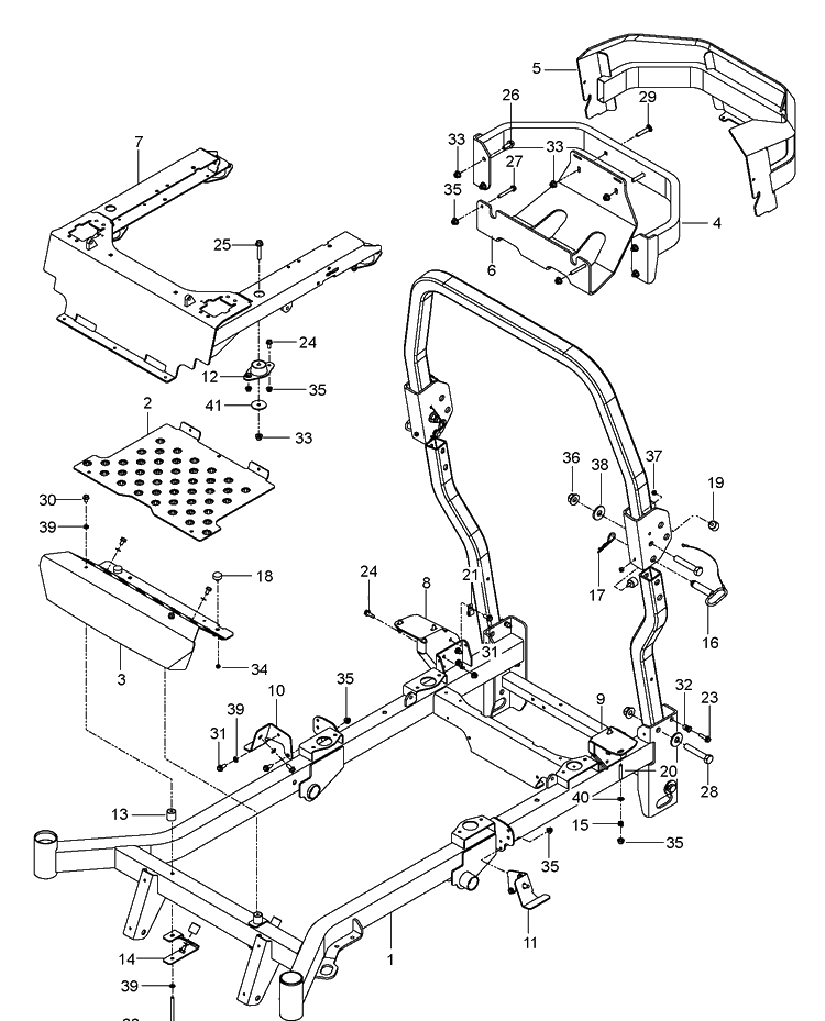 Frame Diagram and Parts List for PZ29 (9665580100)(2019-05) Husqvarna Lawn Mower