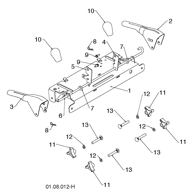 Handle 4 Diagram and Parts List for 1827EXLT (96193007701)(2012-09) Husqvarna Snow Blower