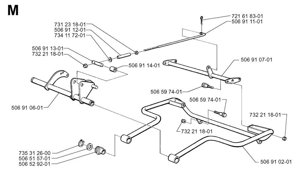 Frame Diagram and Parts List for R11 1998-09 Husqvarna Lawn Tractor