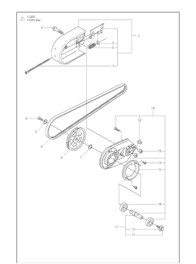 Belt Guard And Pulley Diagram and Parts List for K1260 (K1260 Rail)(2010-10) Husqvarna Table Saw Accessories