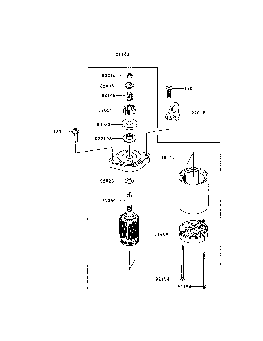 Starter Diagram and Parts List for YTH18K46-96043021800  Husqvarna Lawn Tractor